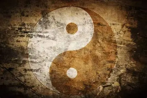 Textured Taiji symbol in earth tones